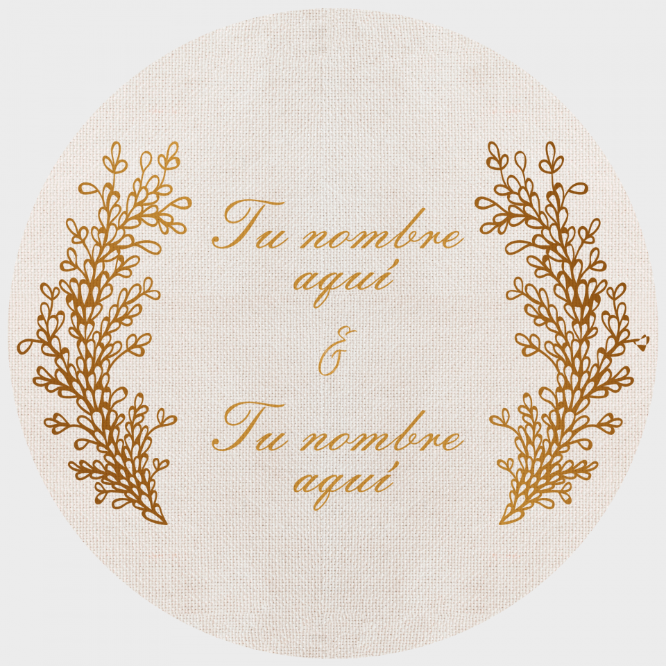 Mantel redondo individual de tela boda hojas doradas