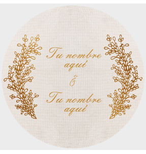 Mantel redondo individual de tela boda hojas doradas