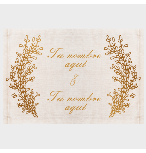 Mantel individual de tela boda hojas doradas