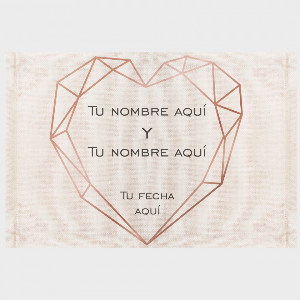 Mantel individual de tela boda corazón