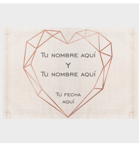 Mantel individual de tela boda corazón