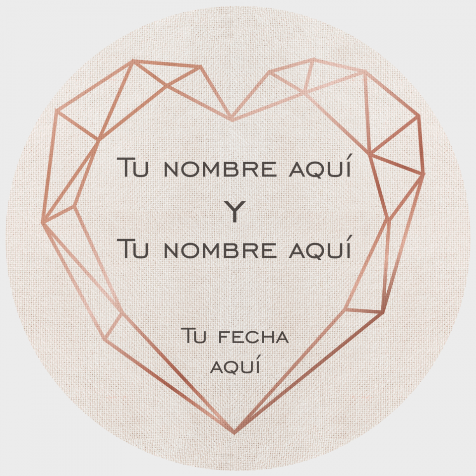 Mantel redondo individual de tela boda corazón