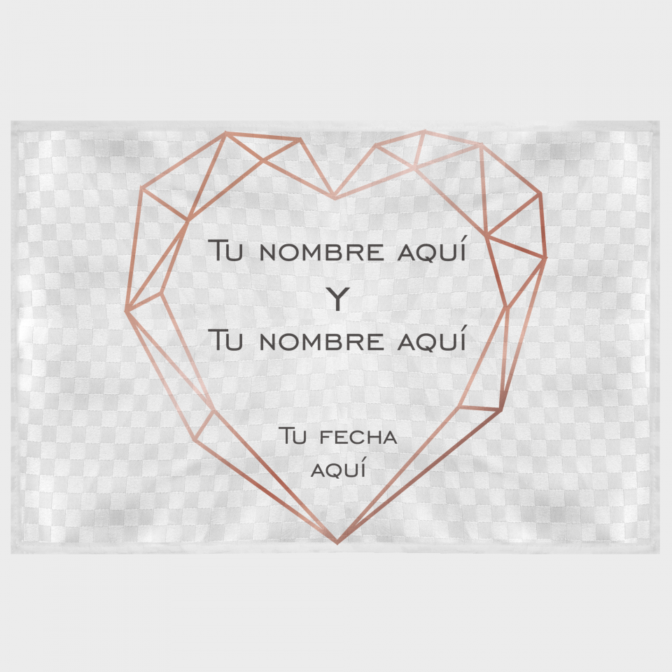 Mantel individual tela grabada acabado brillante boda corazón