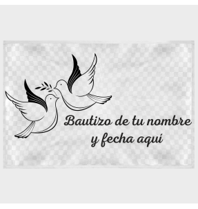 Mantel individual tela grabada acabado brillante bautizo palomas