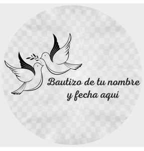 Mantel redondo individual tela grabada acabado brillante bautizo palomas