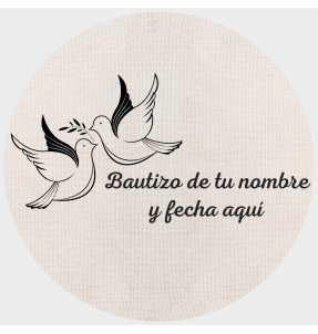 Mantel redondo individual de tela bautizo palomas
