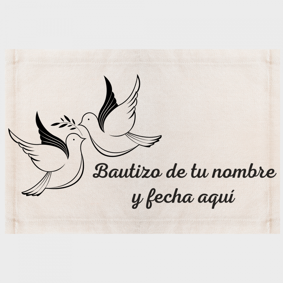 Mantel individual de tela bautizo palomas