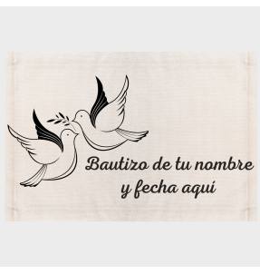 Mantel individual de tela bautizo palomas