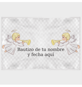Mantel individual tela grabada acabado brillante bautizo ángeles
