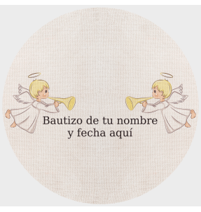 Mantel redondo individual de tela bautizo ángeles