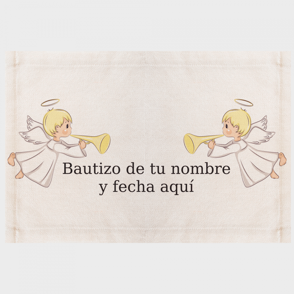 Mantel individual de tela bautizo ángeles