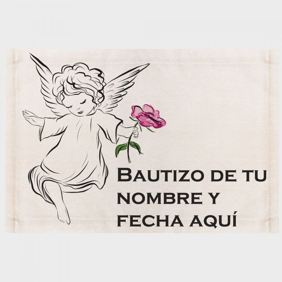 Mantel individual de tela bautizo ángel