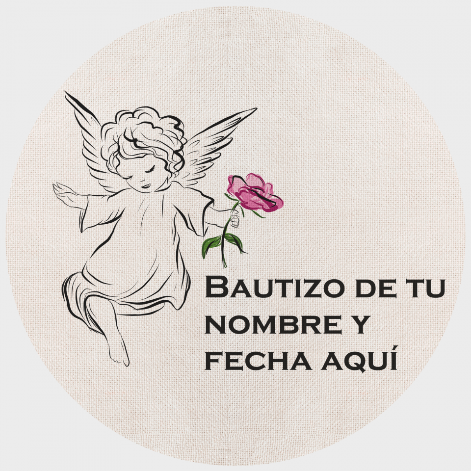 Mantel redondo individual de tela bautizo ángel