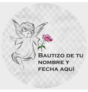 Mantel redondo individual tela grabada acabado brillante bautizo ángel