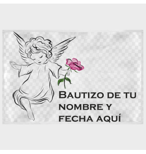 Mantel individual tela grabada acabado brillante bautizo ángel