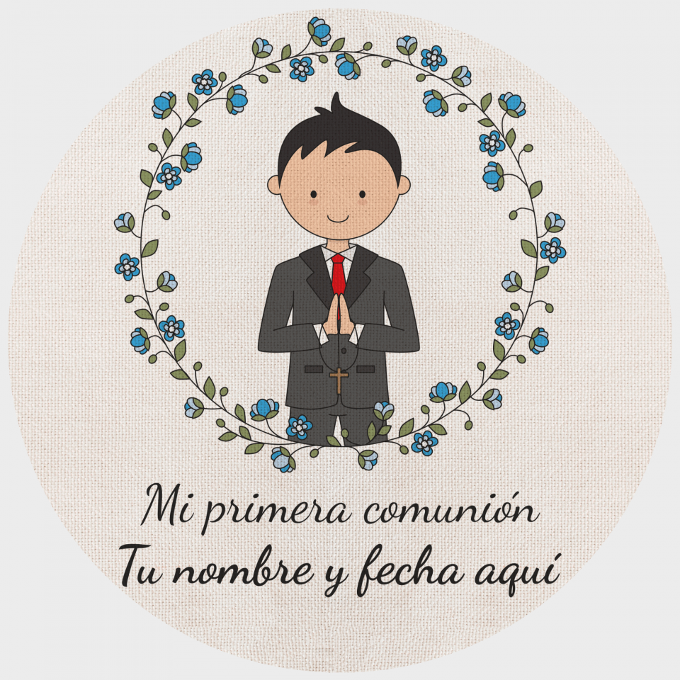 Mantel redondo individual de tela comunión chico