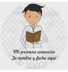 Mantel redondo individual tela grabada acabado brillante comunión chico 2