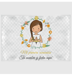 Mantel individual tela grabada acabado brillante comunión chica