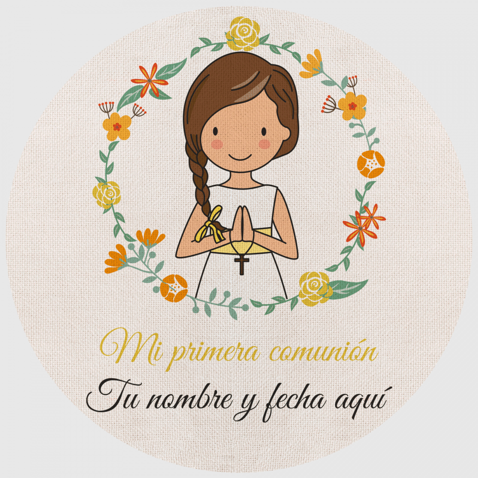 Mantel redondo individual de tela comunión chica