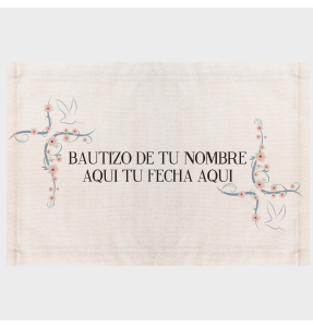 Mantel individual de tela bautizo flores