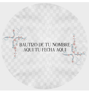 Mantel redondo individual tela grabada acabado brillante bautizo flores