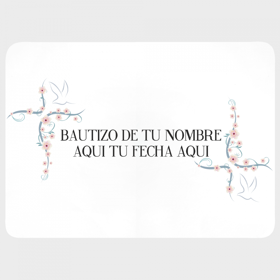 Mantel individual con base de corcho bautizo flores