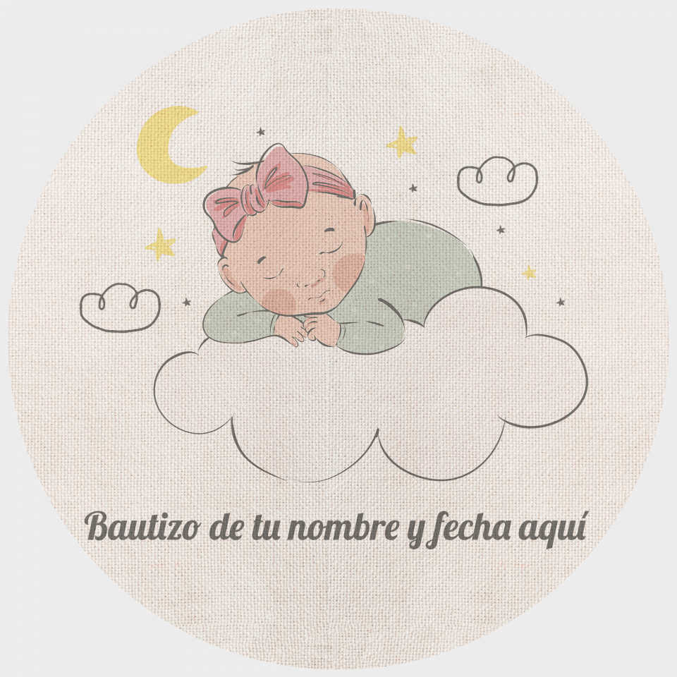 Mantel redondo individual de tela bautizo bebé