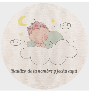 Mantel redondo individual de tela bautizo bebé