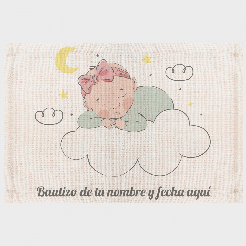 Mantel individual de tela bautizo bebé