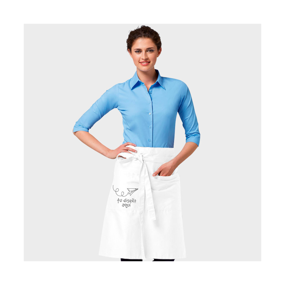 Delantal medio blanco personalizado