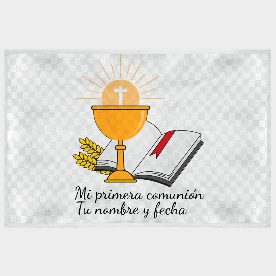 Mantel individual tela grabada acabado brillante comunión 2