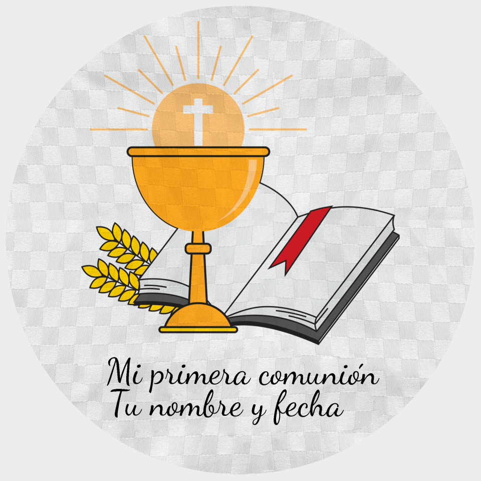 Mantel redondo individual tela grabada acabado brillante comunión 2