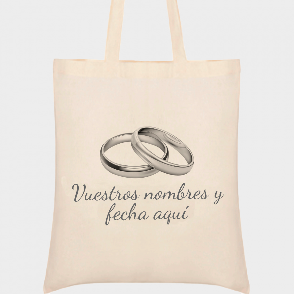 Bolsa de tela boda anillos plata