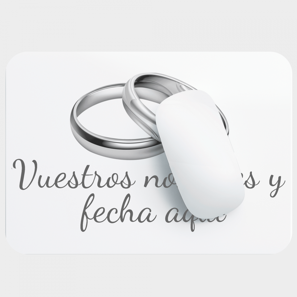Alfombrilla boda anillos plata