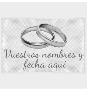 Mantel individual tela grabada acabado brillante boda anillos plata