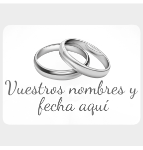 Mantel individual con base de corcho boda anillos plata