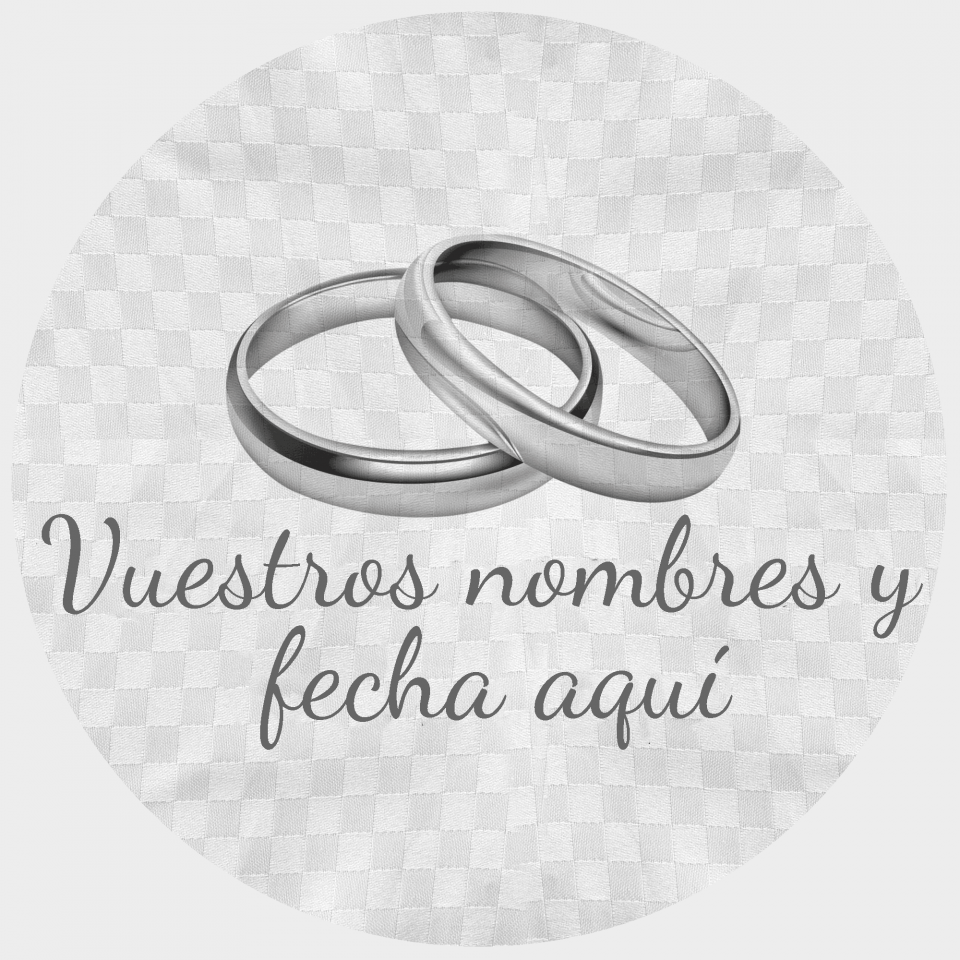 Mantel redondo individual tela grabada acabado brillante boda anillos plata