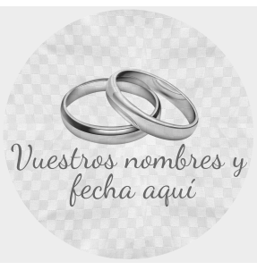 Mantel redondo individual tela grabada acabado brillante boda anillos plata