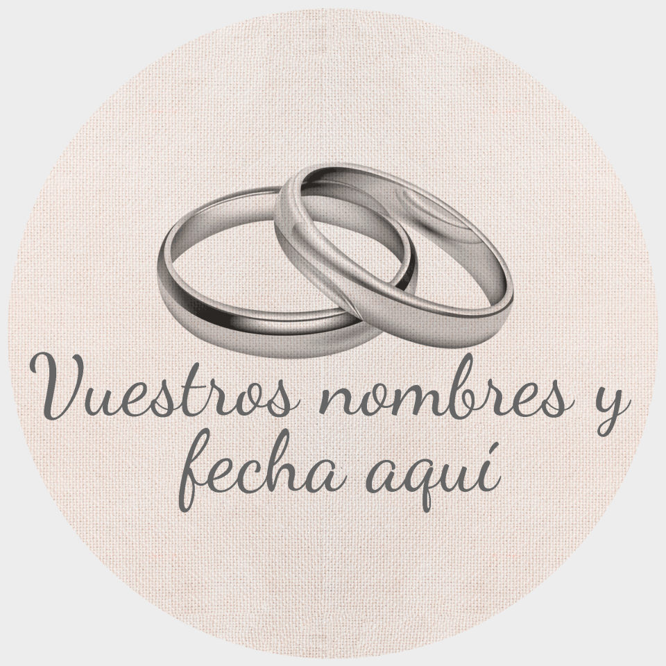 Mantel redondo individual de tela boda anillos plata