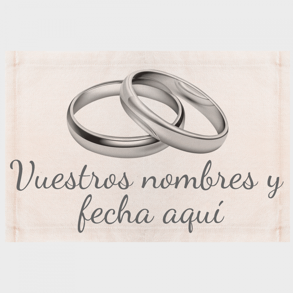 Mantel individual de tela boda anillos plata