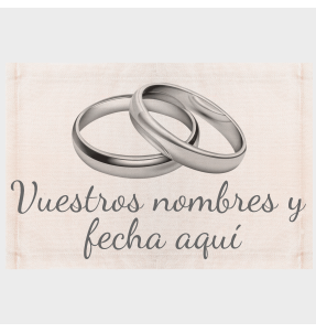 Mantel individual de tela boda anillos plata