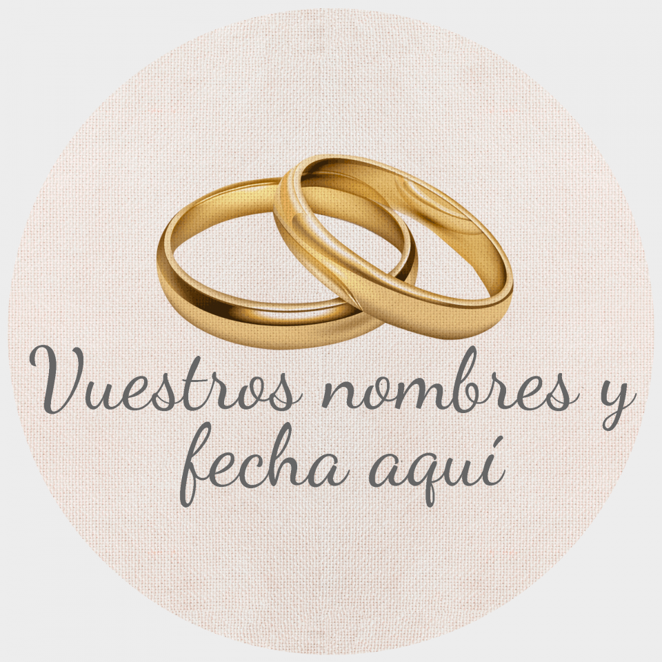 Mantel redondo individual de tela boda anillos oro