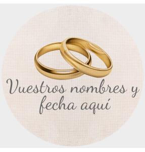 Mantel redondo individual de tela boda anillos oro