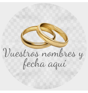 Mantel redondo individual tela grabada acabado brillante boda anillos oro