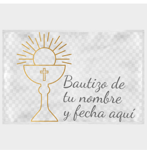 Mantel individual tela grabada acabado brillante bautizo copa