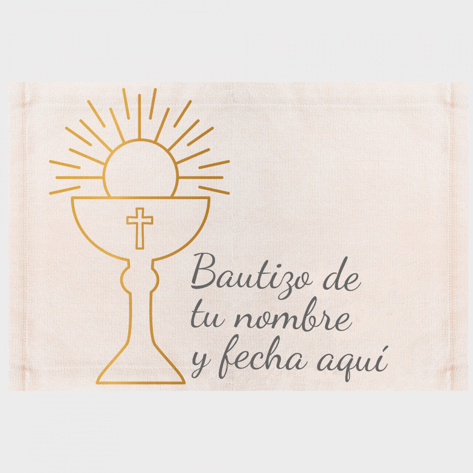 Mantel individual de tela bautizo copa
