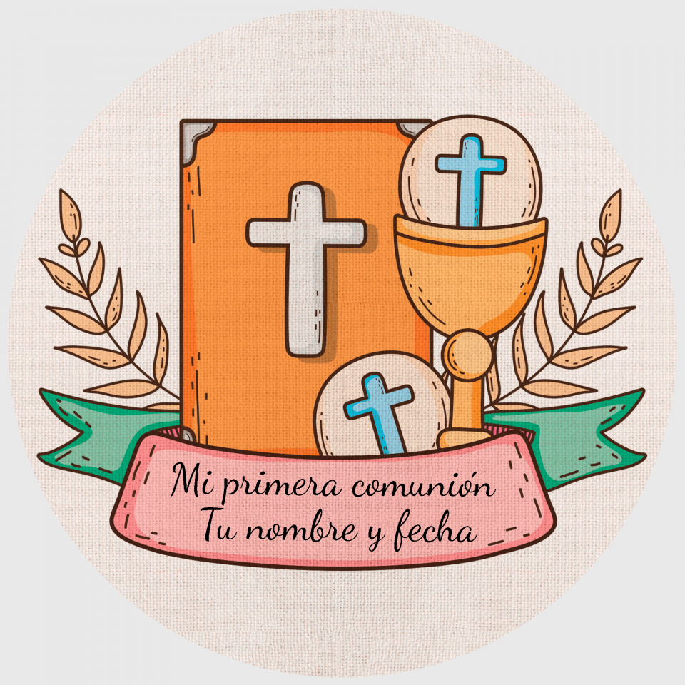 Mantel redondo individual de tela comunión