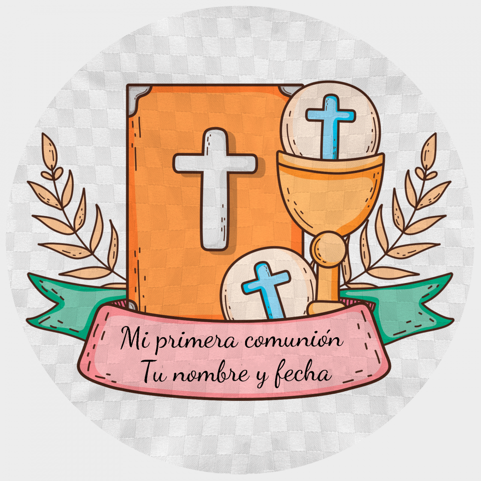 Mantel redondo individual tela grabada acabado brillante comunión