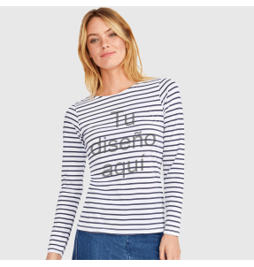 Camiseta mujer manga larga rayas personalizada