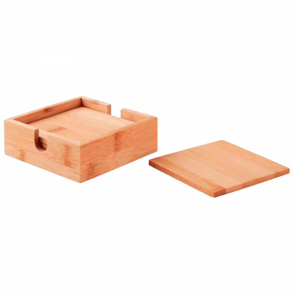 Set 4 posavasos de bambú personalizado